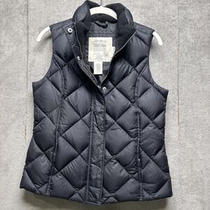 Eddie Bauer Down‎ Puffer Vest Mens S Black EB700 Quilted Pockets Snap Packable